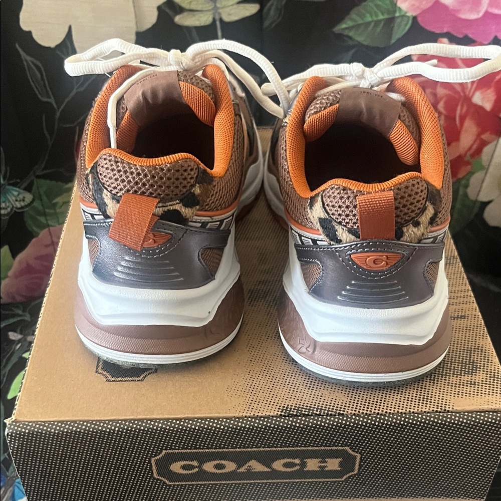 Coach Metallic Silver and Orange Sneakers - Picture 4 of 8